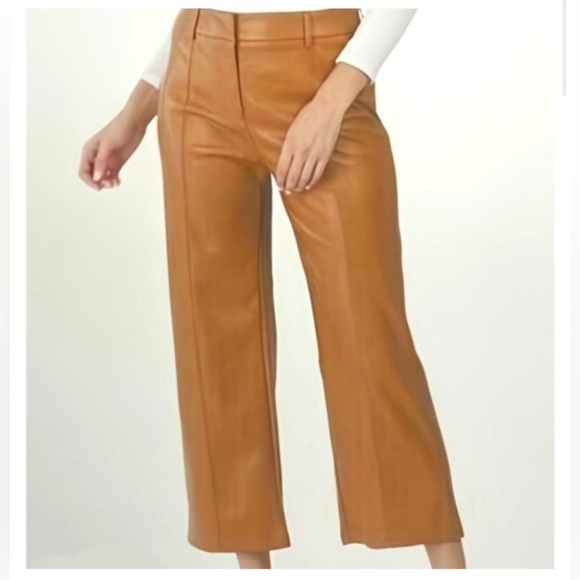 7 For All Mankind Brown Faux Leather Straight Leg Pants - Picture 4 of 4